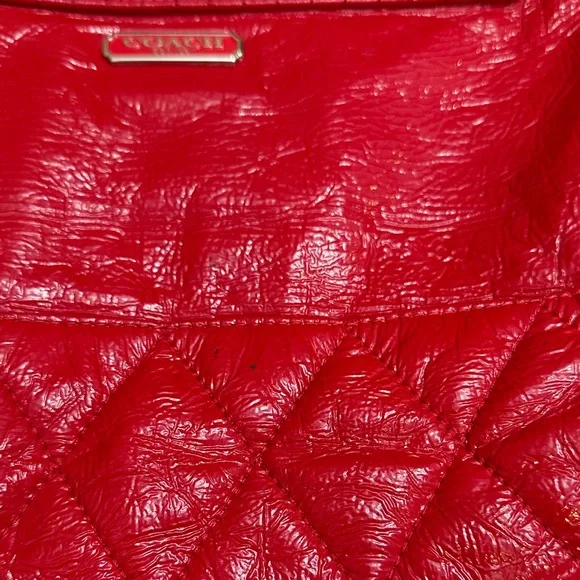 Coach Red Quilted Tote Bag - Picture 8 of 9